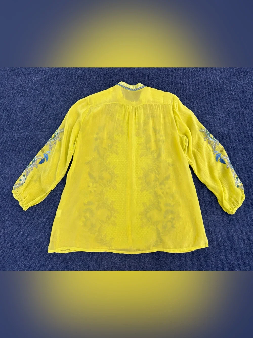 Johnny Was Embroidered Eleana Blouse in Chartreuse Medium